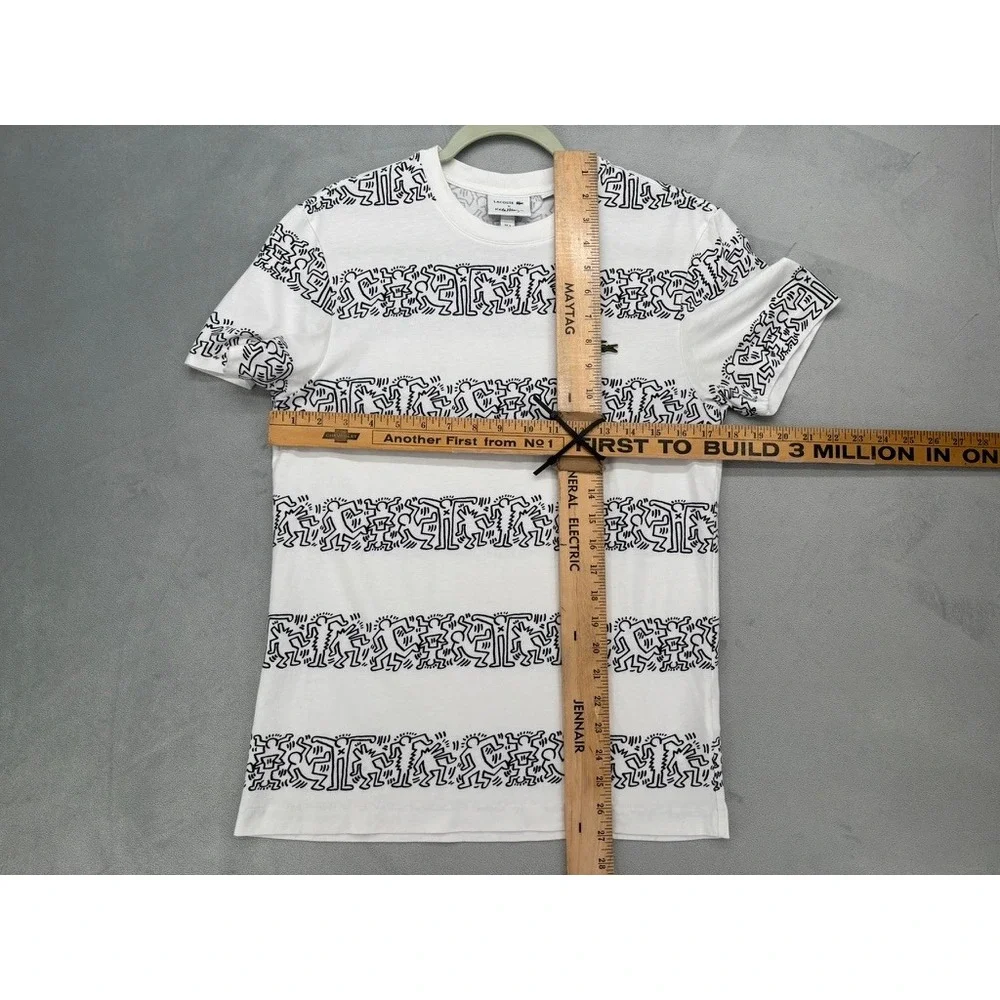Lacoste x Keith Haring T-Shirt Mens Small White Graphic Art Tee FA10619